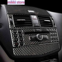 carbon fiber car inner central control panel trim outlet cd air conditioning cover sticker for mercedes c class w204 accessories