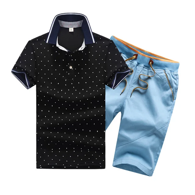 Для мужчин комплект Повседневное летние однотонные Slim Fit костюм Для мужчин s поло+ шорты, комплекты из 2 предметов Нью-Джерси Фитнес спортивный костюм для мальчиков, из дышащего материала