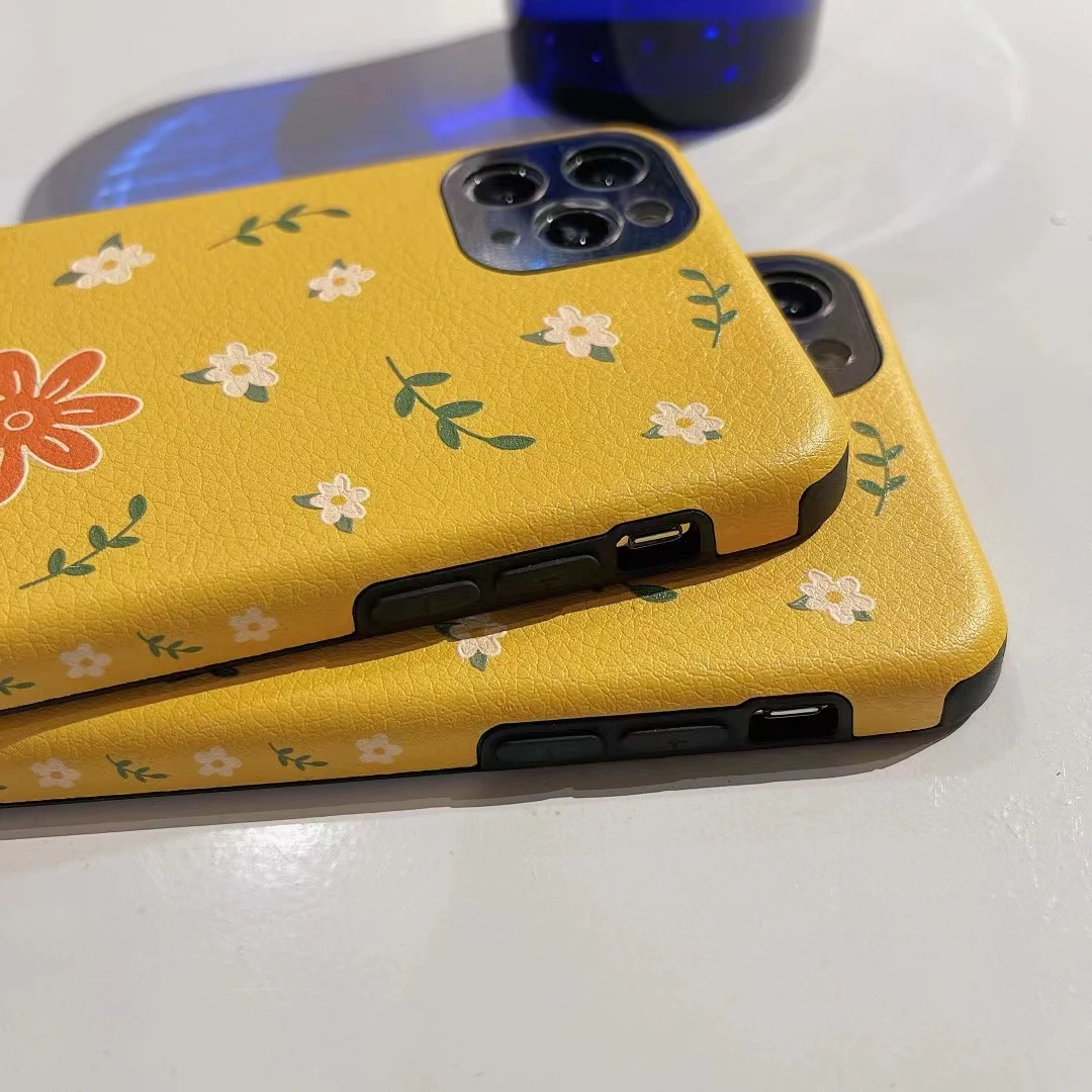 

Lambskin Daisy Flowers Phone Case for Iphone 12 Pro Coque 11 11promax Case Suqare Soft Cover for Iphone XR X 7P 7 8 SE2020 Funda