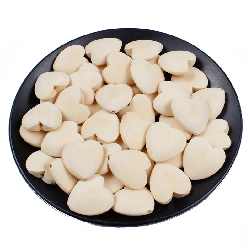 

10/20Pcs Natural Color Heart Shape Wooden Loose Spacer Beads For Kids Jewelry Making DIY Bracelet Necklace Accessories