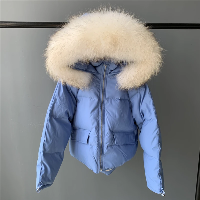 MAOMAOFUR женский пуховик на утином пуху, зима, Модная стильная Толстая парка с воротником из натурального меха, теплая верхняя одежда на белом утином пуху
