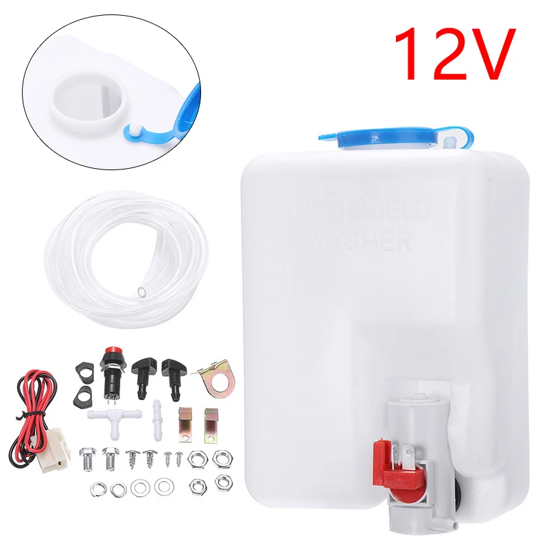 

Mayitr 12V Universal Windshield Wiper Washer Fluid Bottle Windscreen Water Reservoir Tank Hose Jet Switch Full Set