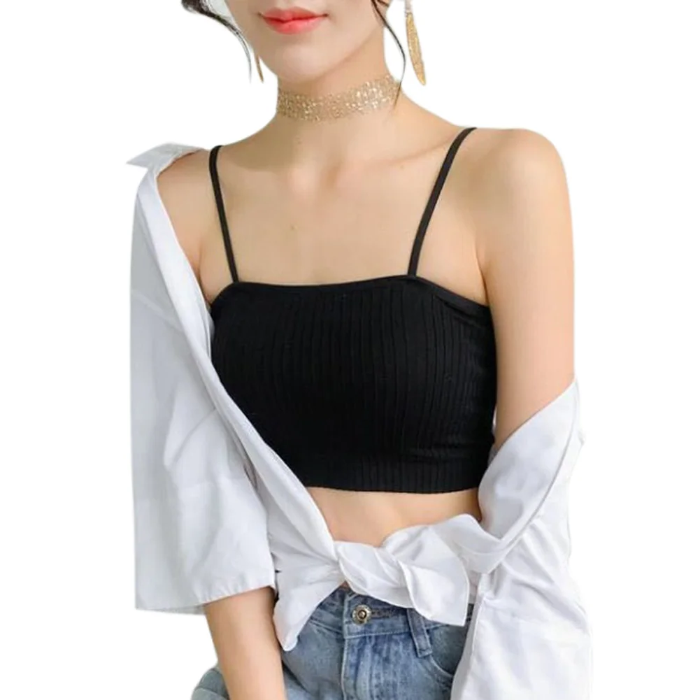 Женский укороченный бюстгальтер на бретелях спагетти без рукавов|Топы| |