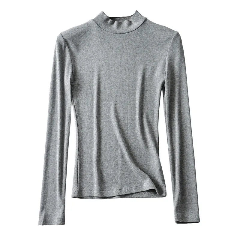 

Long sleeve t shirt women cotton slim solid black turtleneck top casual basic white t shirt women kawaii autumn female chic 2020