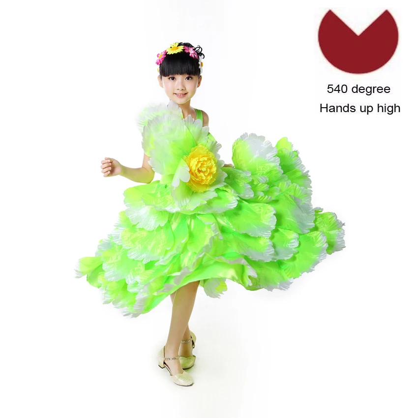 Color3 540 degree 6 цветов еврейской Gypsy Стиль, детская одежда для девочек платье для испанского фламенко с рюшами и цветами, Винтаж элегантная обувь на платформе, Свадебная вечеринка, одежда платье для танцев - Цвет: Color3 540 degree