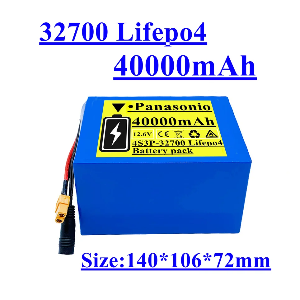 2021 32700 Lifepo4 Battery Pack 4S3P 12.8V 40Ah 4S 40A 100A Balanced BMS for Electric Boat and Uninterrupted Power Supply 12V