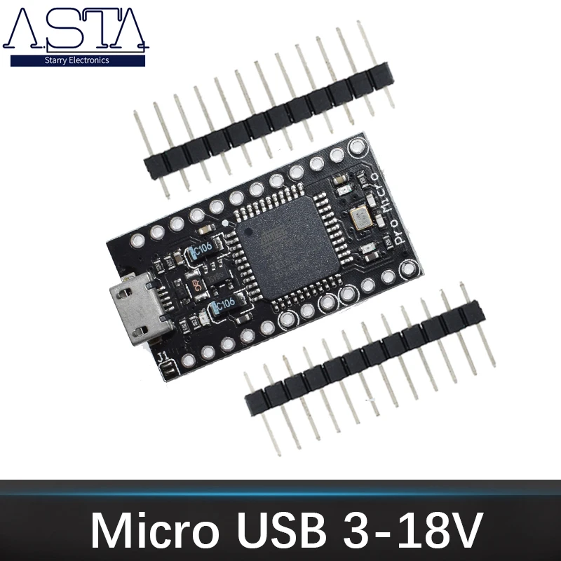 Pro Micro ATMEGA32U4 5V/16 МГц модуль с Загрузчиком для arduino Мини USB/Micro USB 2 ряда штыревой