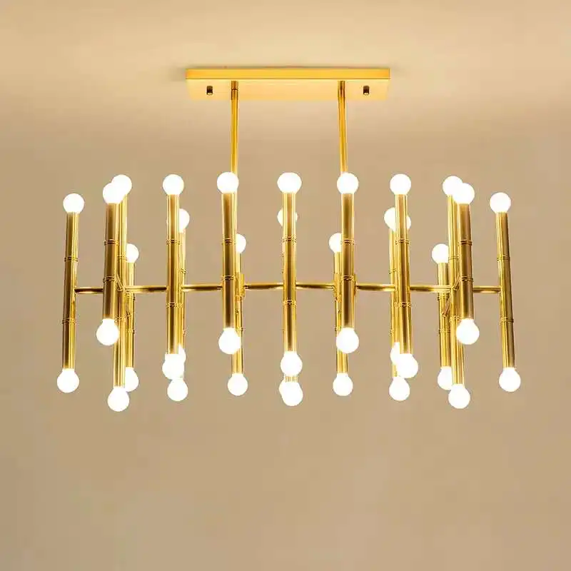 Прямоугольный подвеска фонарный столб Современная тарелка хром золото Led люстра