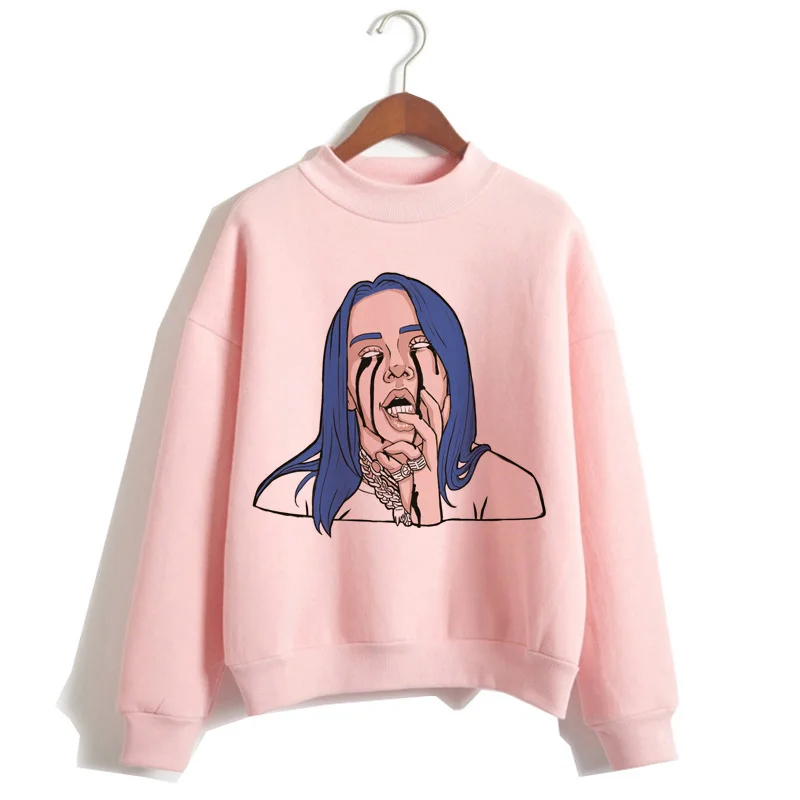 P1848S-pink Billie Eilish негабаритных худи для женщин Harajuku корейский хип хоп стиль Kawaii 90s Толстовка Женский капюшон Черная пятница Рождество - Цвет: P1848S-pink