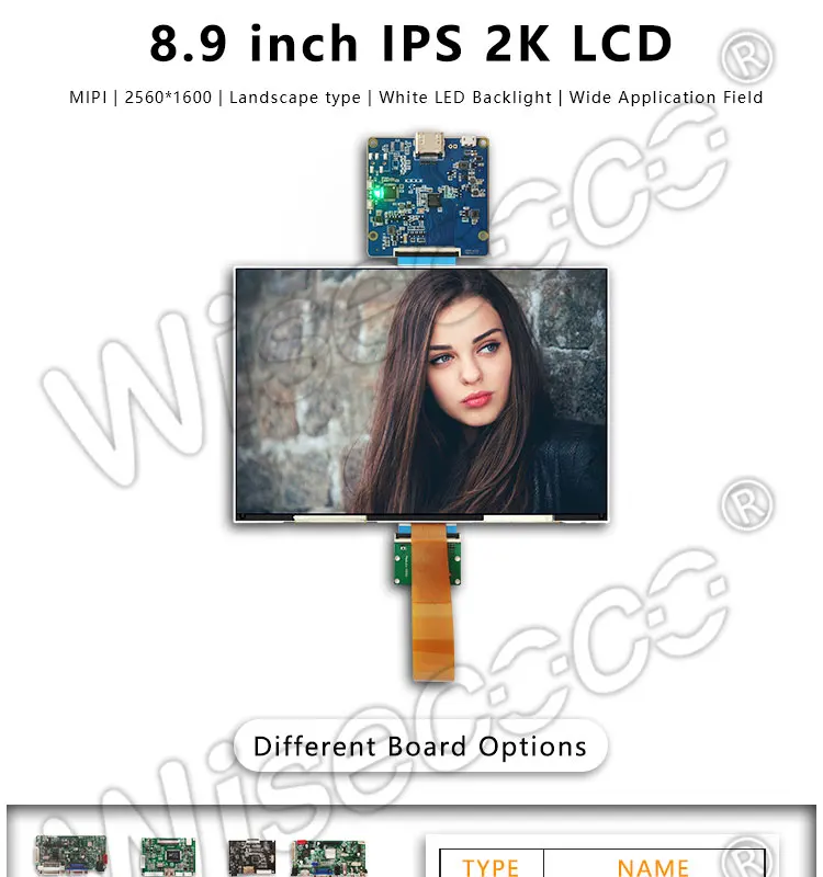 Wisecoco 8.9 inch 2560*1600 2K TFT LCD screen MIPI HDMI board for DIY Projector raspberry pi 3 3b+ panel 3D printer display