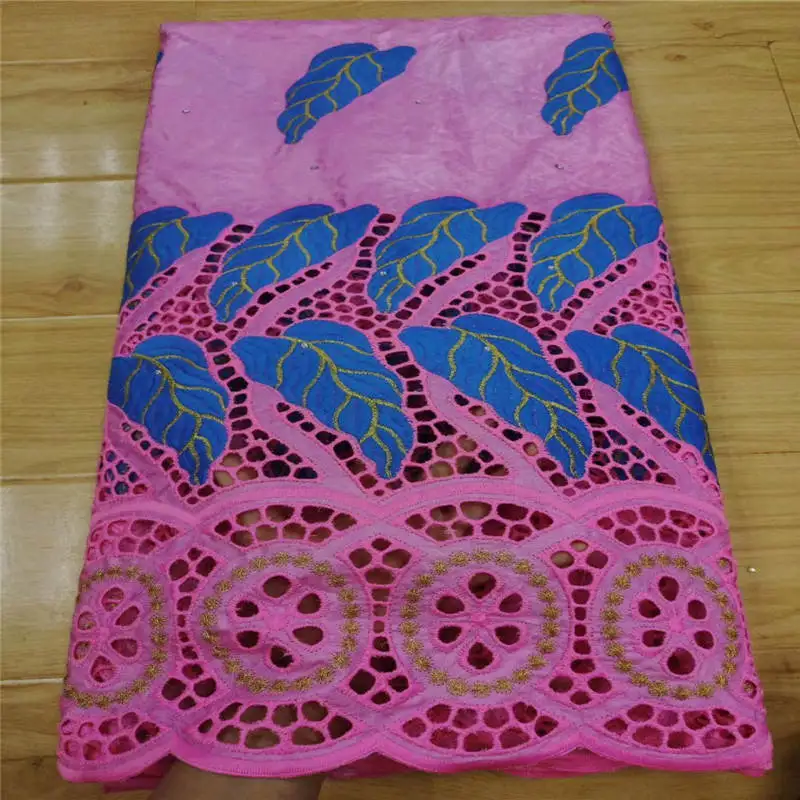 

Hot selling African Bazin Riche With Embroidered Punch Cotton Lace Fabric High Quality 5 Yards African Net Lace Fabric! 13F7229