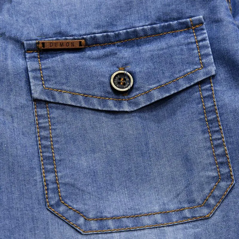 Летняя джинсовая рубашка с коротким рукавом Женская Классическая винтажная из