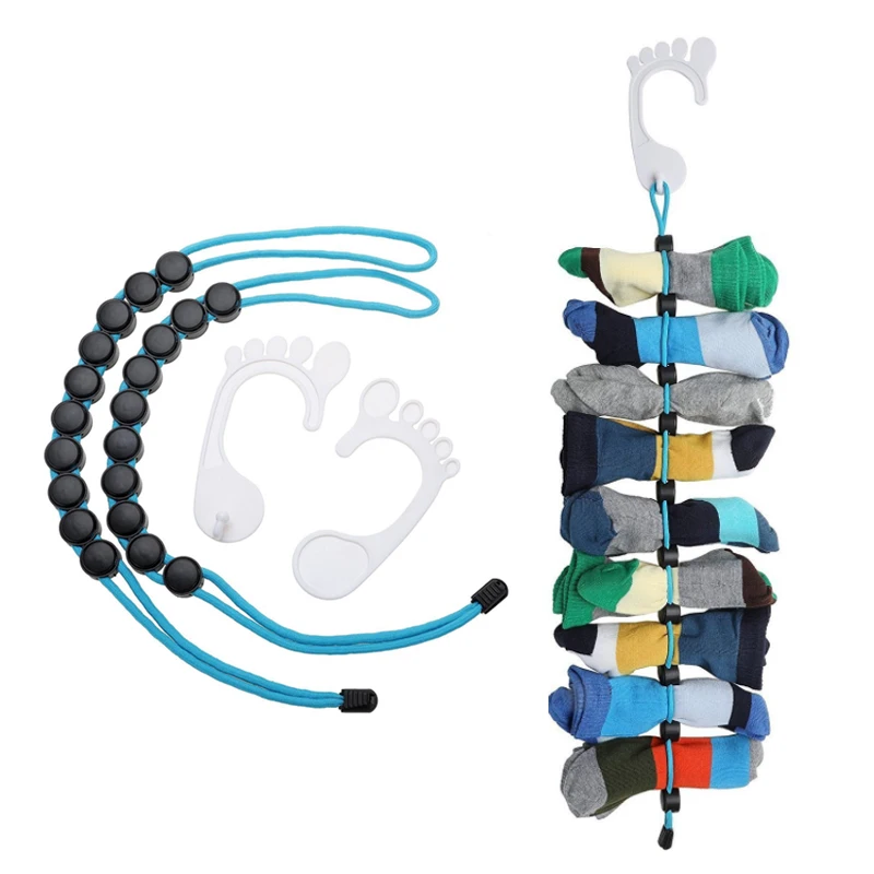 Органайзер хранения носков Регулируемый для сушка затягивающей веревочки дома