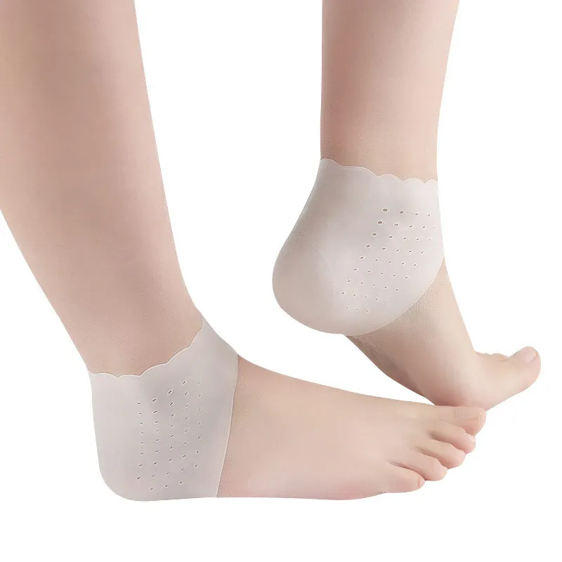 2Pcs Silicone Feet Care Socks Moisturizing Gel Heel Thin Socks with Hole Cracked Foot Skin Care Protectors Lace Heel Cover