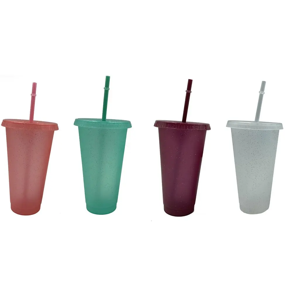 

Powder Shiny Reusable Straw Cup Sequined Glitter Cup Coffee Juice Straw Mug Personalized Plastic Bottom Outdoor Portable Cup