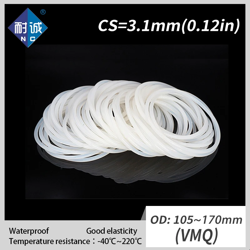 1 шт./лот силиконовый каучук VMQ CS 3,1 мм OD105/110/120/130/135/140/150/170 мм уплотнительное кольцо Силиконовое уплотнительное кольцо из водонепроницаемого материала
