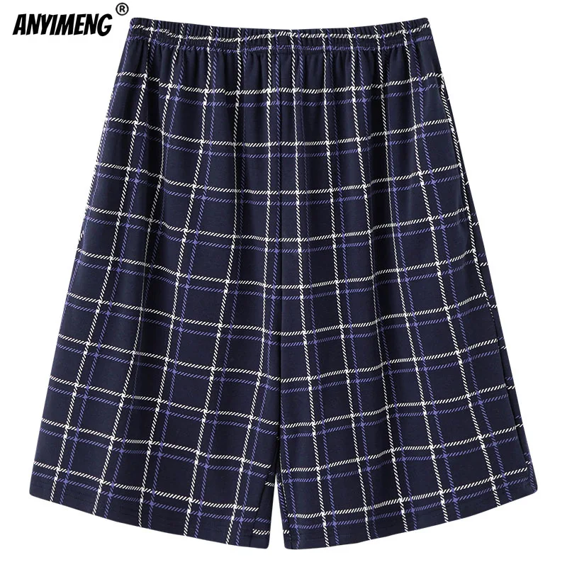 

100% Cotton Pajama Pants for Men Summer Shorts Plaid Undearwear Sheer Mens Big Size 3xl 4xl 5xl Soft Sleep Bottoms Good Quality