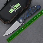 Складной нож Green Thorn Hati Flipper, стальное лезвие K110 из углеродного волокна и титановой ручкой, для охоты, повседневного использования, туризма