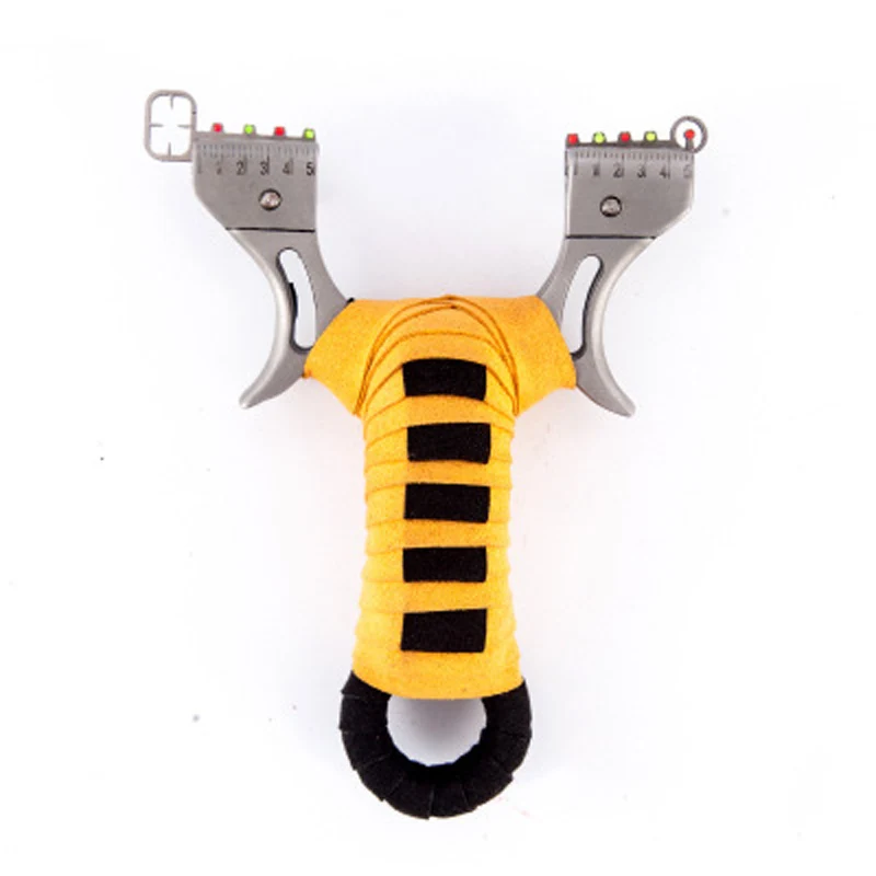 1pcs yellow Профессиональный Aim Рогатка охотничья катапульта из нержавеющей стали высокого качества для стрельбы Sling Shot Спорт на открытом воздухе с плоской резинкой - Цвет: 1pcs yellow