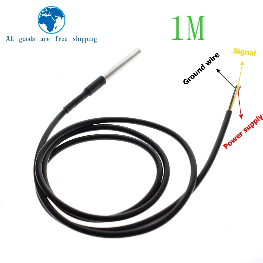 1M DS18b20 Cable TZT DS1820 посылка из нержавеющей стали, водонепроницаемый датчик температуры DS18b20, датчик температуры 18B20 для Arduino - Цвет: 1M DS18b20 Cable