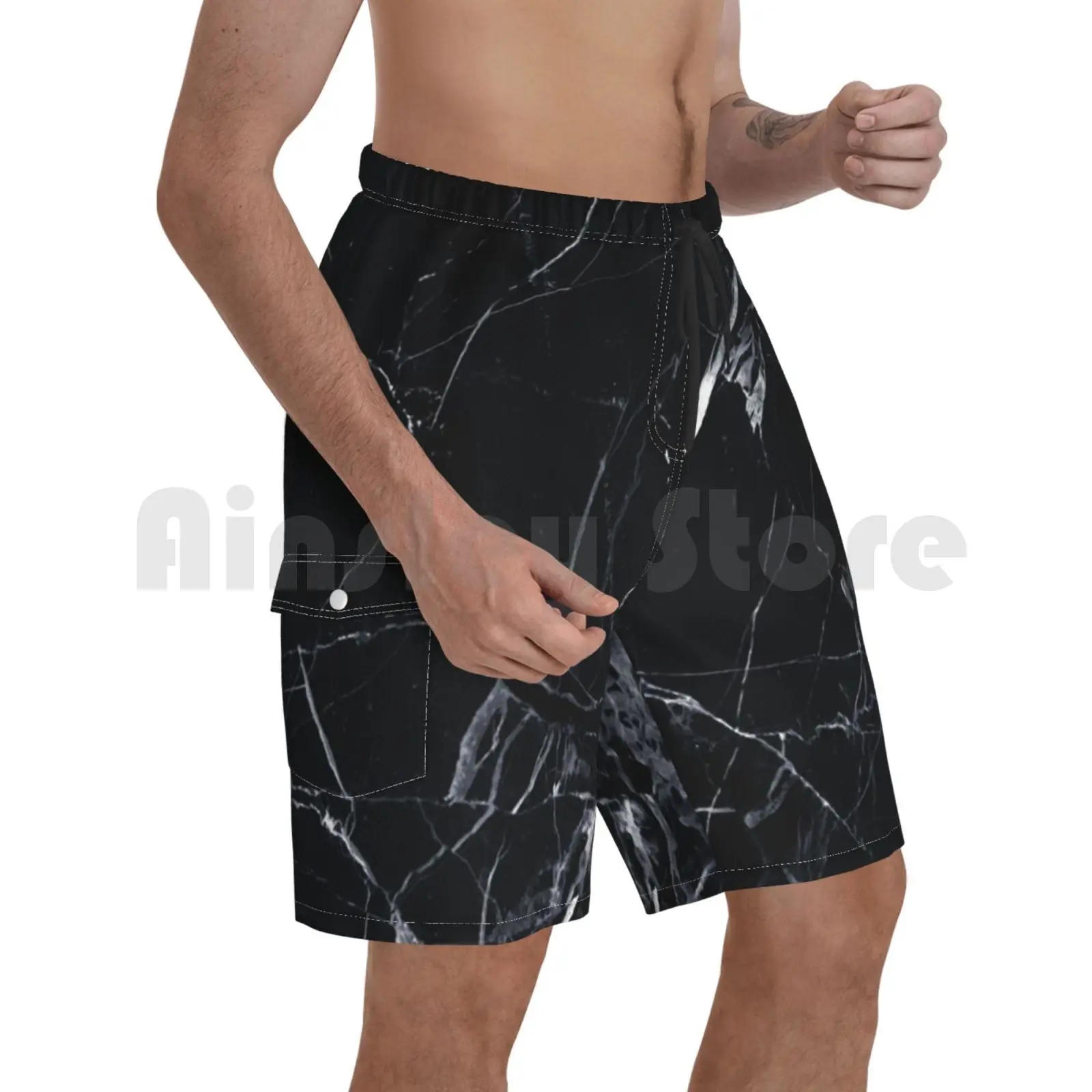

Пляжные шорты черная мраморная текстура Мраморный черный белый фон с модным рисунком
