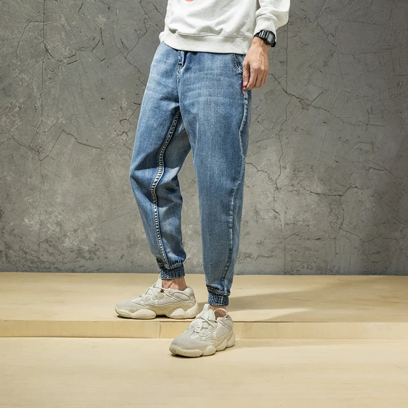 

Japanese Vintage Fashion Men Jeans Loose Fit Black Color Denim Cargo Pants Spliced Designer Streetwear Hip Hop Jeans Men Joggers