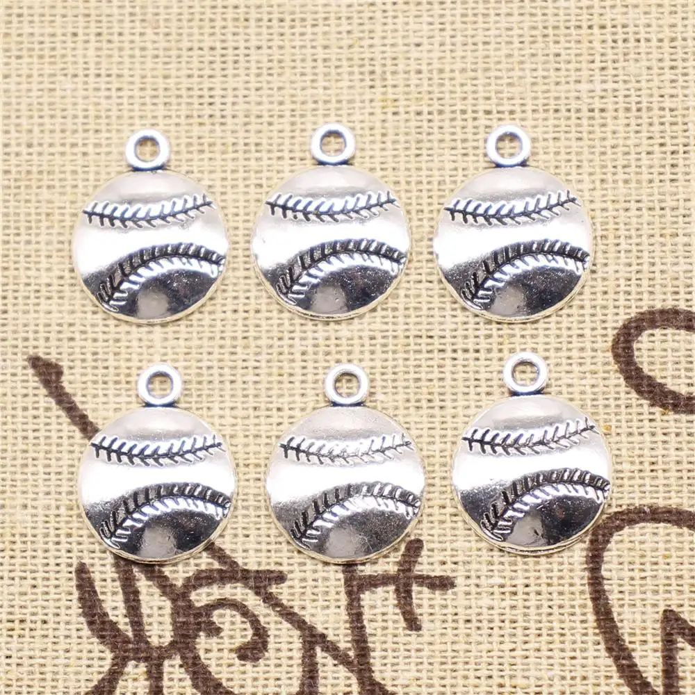 

Pendants Jewelry Making 10pcs 15x15mm Antique Silver Color Baseball Charms