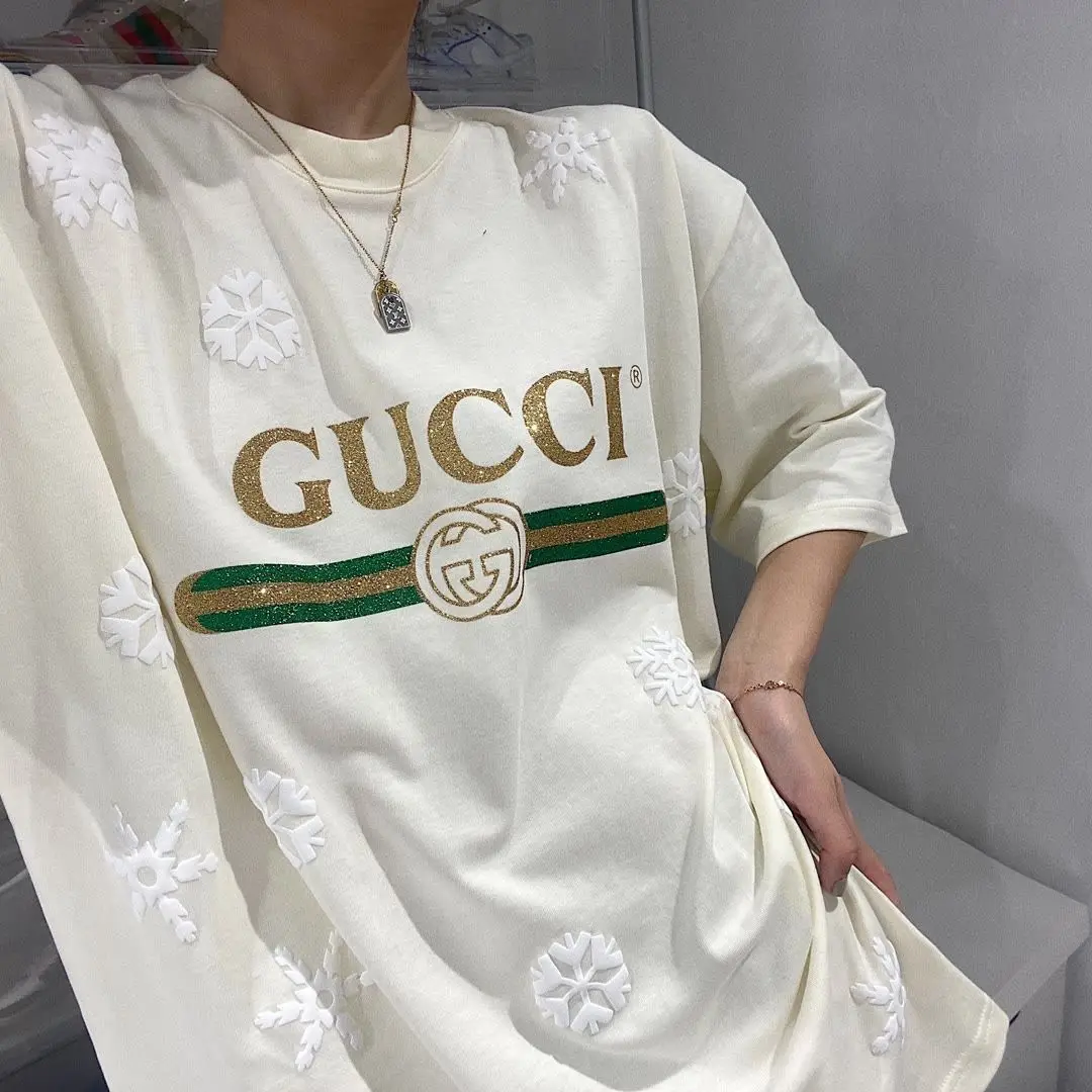 

2021 summer new print snowflake embroidery short sleeve T-shirt loose casual