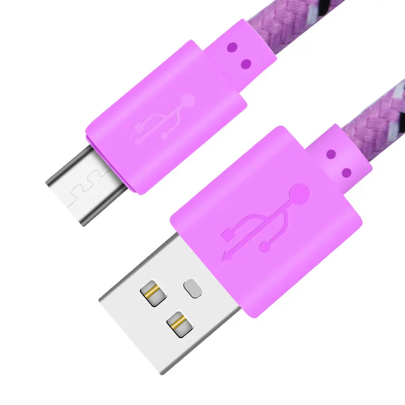 Pink Быстрый USB 1 м 2 м 3 м нейлоновая оплетка Micro USB кабель для samsung Galaxy S7 6 Xiaomi htc LG NokiaTablet кабель для передачи данных зарядный Шнур зарядное устройство - Цвет: Pink