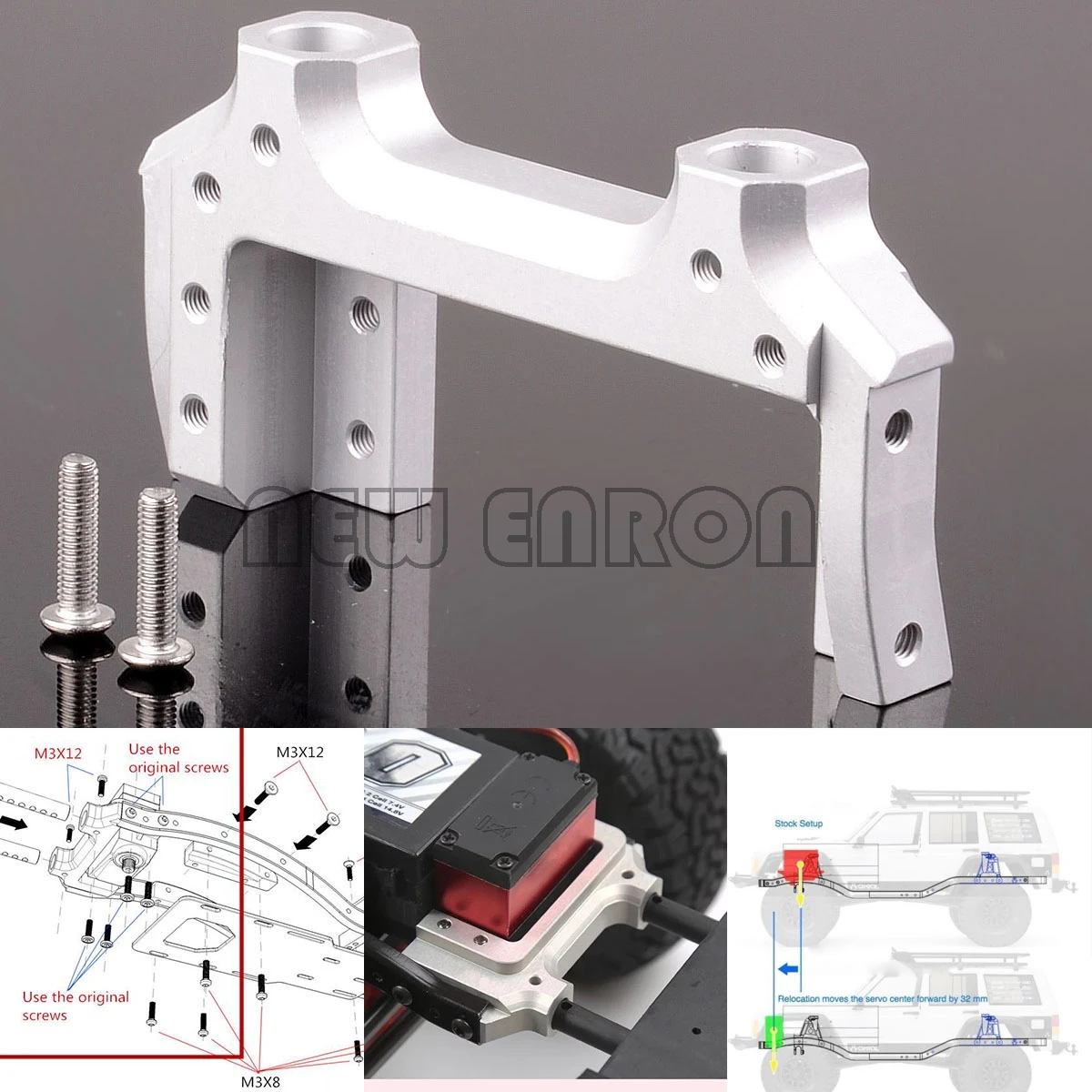 NEW ENRON 1Pc Aluminum Servo Relocation &amp Bumper Mount AX31392 for RC CAR Axial Racing SCX10 II 90046 90047 Upgrade Parts | Игрушки и