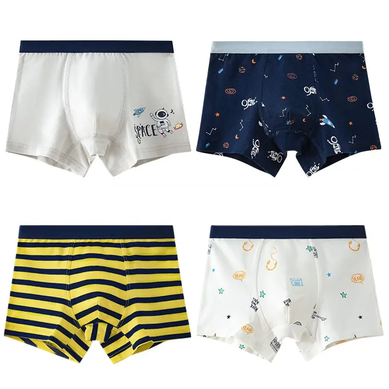 Boys Boxer Underwear Striped Navy Blue Kids Elastic Cotton Boy Shorts Bottoms Clothes for 3 4 6 8 10 12 14 Years Old OMGosh | Мать и