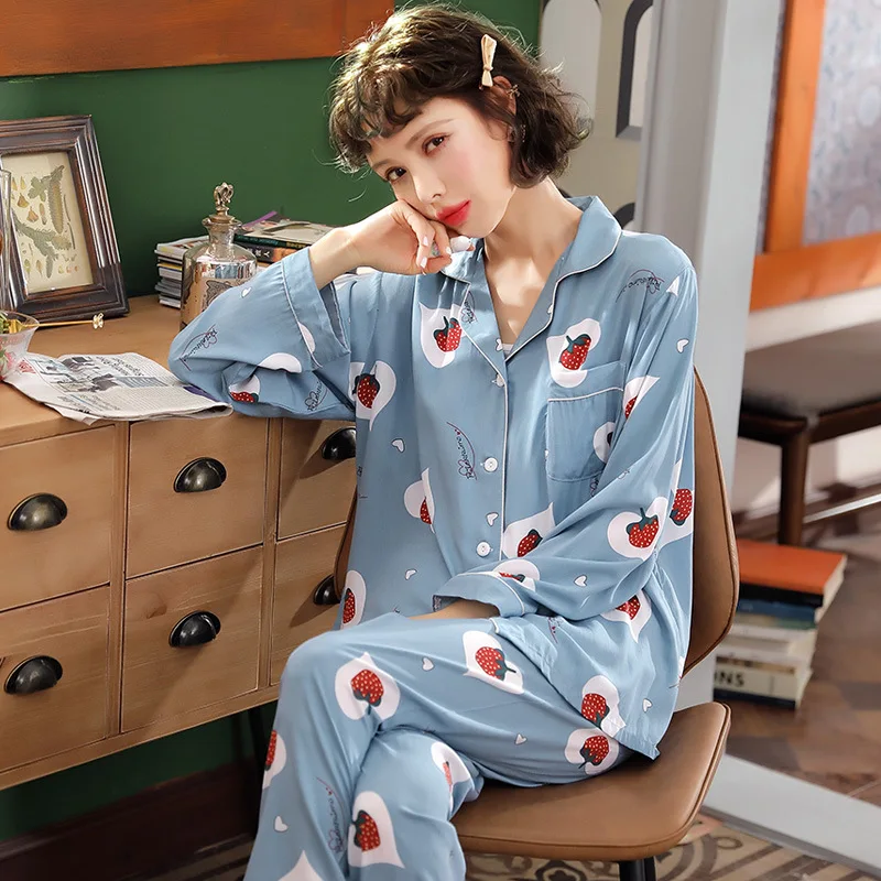 Пижамный комплект Женский, с длинным рукавом и принтом животных от AliExpress RU&CIS NEW