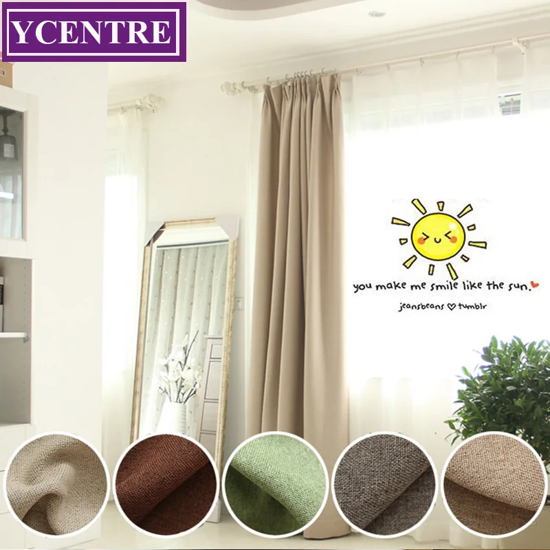 

YCENTRE Faux Linen Window Treatment Thermal Insulated Solid Color Living Room Darkening Blackout Curtain/Drapes for Bedroom