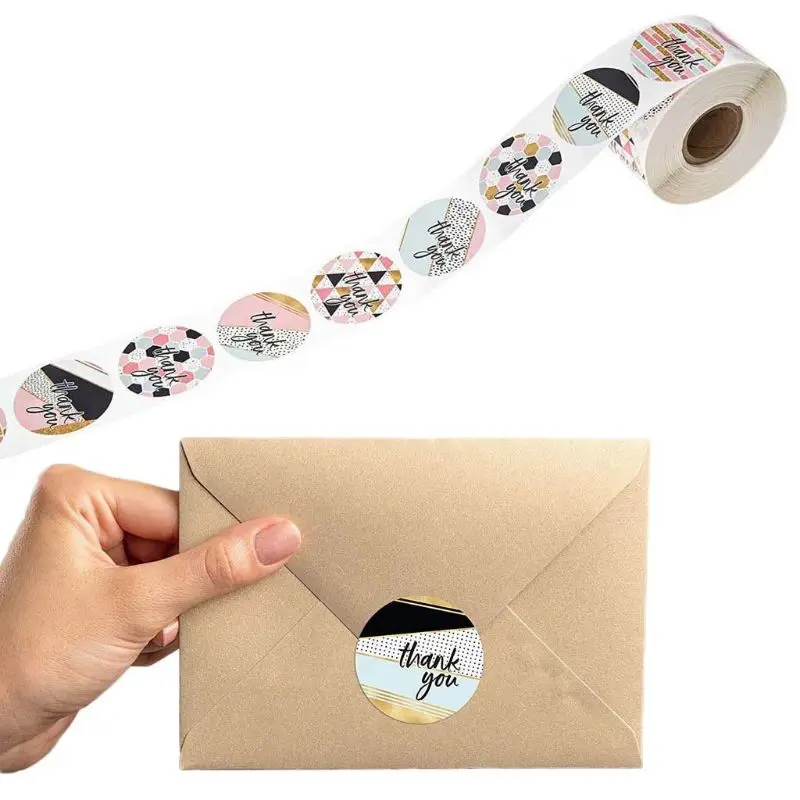500pcs/roll 8 Designs Thank You Stickers Handmade Scrapbooking Gift Packaging Stationery Decor | Канцтовары для офиса и дома
