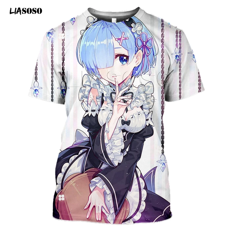 LIASOSO новинка 3D принт для женщин и мужчин аниме Re:zero Rem Ram Милая футболка девочек