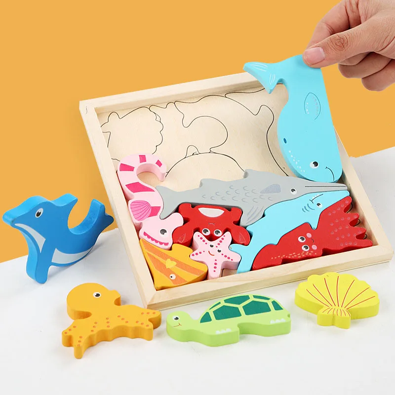 

Cartoon Animal Cognitive 3D Jigsaw Puzzle Matching Stacking Balance Children Baby Educational Grab Board Wooden Toy Kids Gift