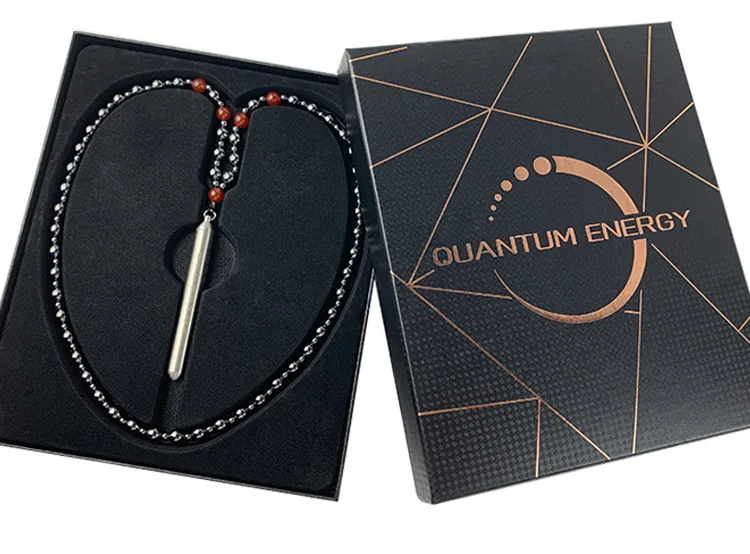 Terahertz Negative Ion Light Wave Moxibustion Quantum Energy Rod with Black Gallstone Anti Radiation Human Body Charge Necklace