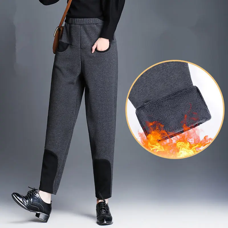 

2021 Women Autumn Winter New Loose Trousers Female Thick Warm Sports Pants Ladies High Waist Casual Harem Pants E715