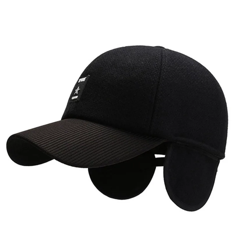 

Winter Windproof Warm Earmuff Hats Men's Thick Warm Baseball Caps Snapback Cap Letter Fashion Sports Cap Adjustable Size Dad Hat