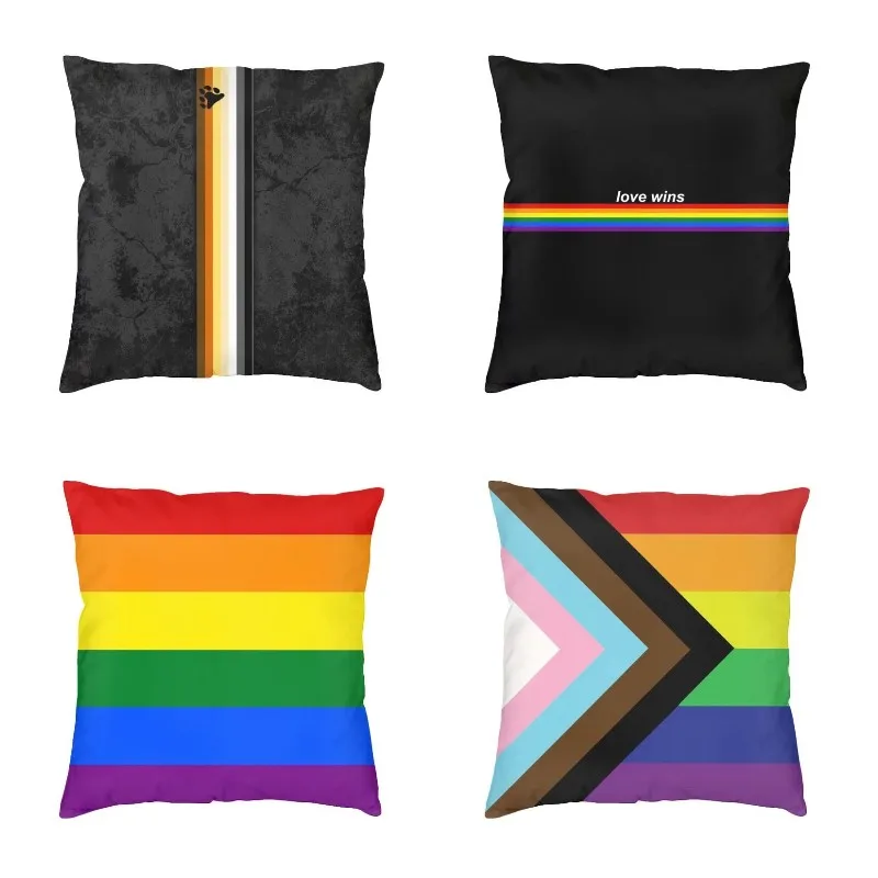

Distressed Gay Bear Pride Flag Stripe Modern Throw Pillow Covers Home Decorative LGBT GLBT Lesbian Car Cushion Case