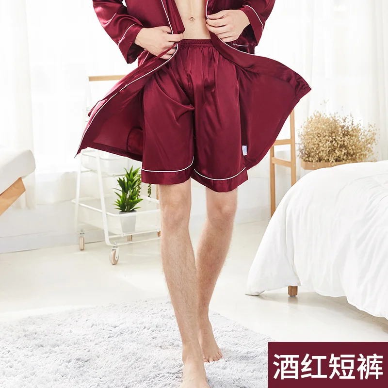 

silk pajamas men's ice silk single shorts men's pajamas summer loose fitting home wear men's 1342