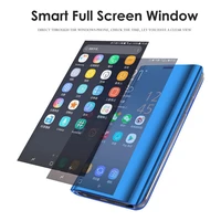 luxury mirror flip foldable stand cover for oppo realme 6i 6 pro clear view intelligent wake cover cases