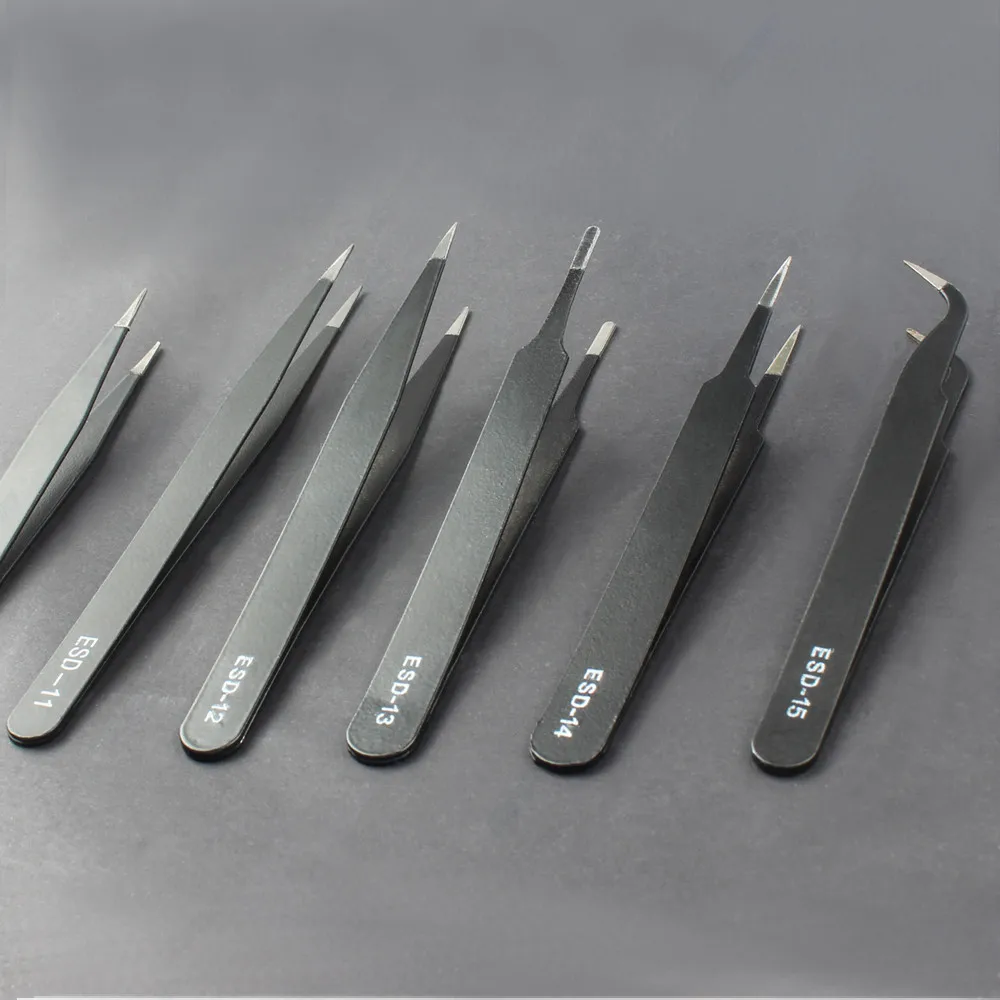 Прецизионный Антистатический пинцет из нержавеющей стали ESD изогнутый Прямой