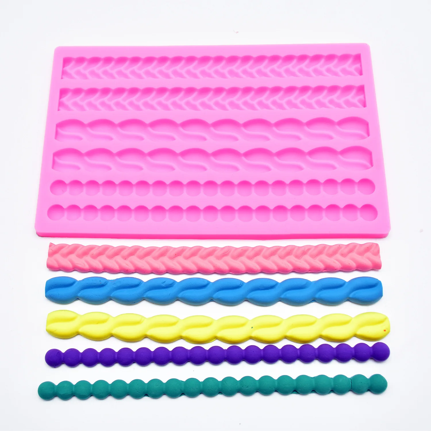 

3D Pearl Knit Rope Silicone Fondant Mould Cake Border Decorating Molds Gumpaste Kitchen DIY Baking Decorating Cake Tools hot