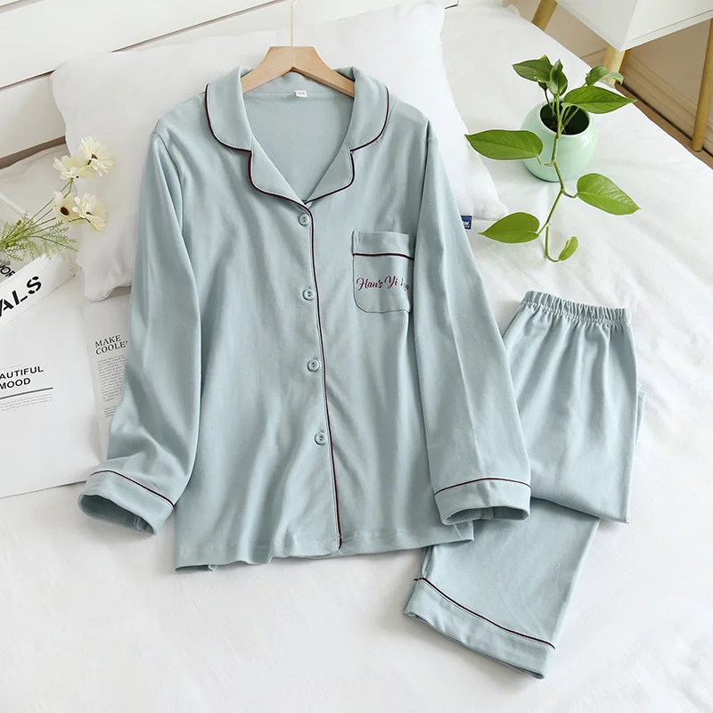 

home service suit New autumn and winter cotton women's pajamas couple cotton home wear men's pajamas