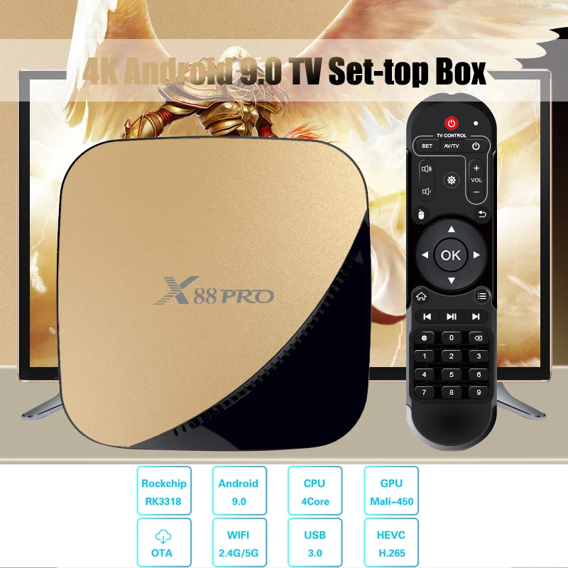 X88 PRO tv Box Android 9,0 4 Гб 4 к ТВ-приставка ram 64 ГБ 32 ГБ Google голосовой помощник Rockchip RK3318 четырехъядерный Wifi Youtube 4K