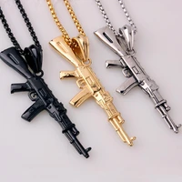 hot charm men jewelry sniper gun pendant stainless steel ak47 pendant necklace 624inch