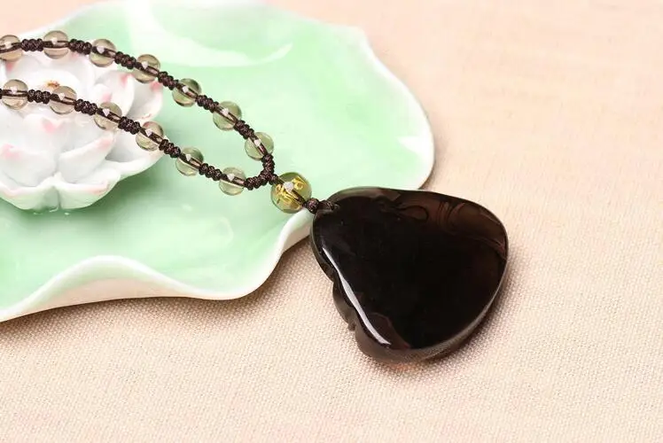 

LETSFUN Fine Jewelry Chinese Natural Ice Obsidian Hand-Carved Blessing Maitreya Buddha Pendant Free Shipping