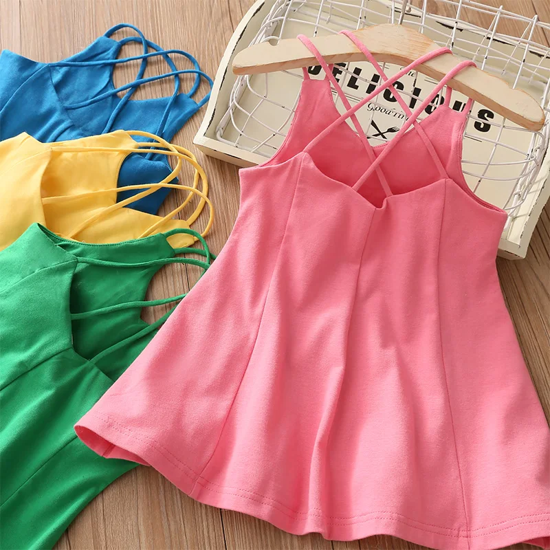 

Детское платье с открытой спиной и перекрестными лямками, Новинка лета 2020, одежда для девочек, детское платье