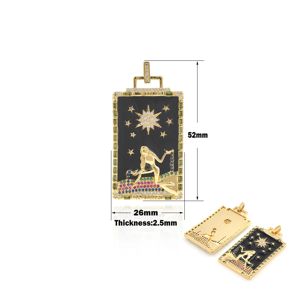 

2021 Religious Mini Tarot Pendant Necklace Making Transparent Cubic Zirconia Star Pendant Bracelet DIY Accessories